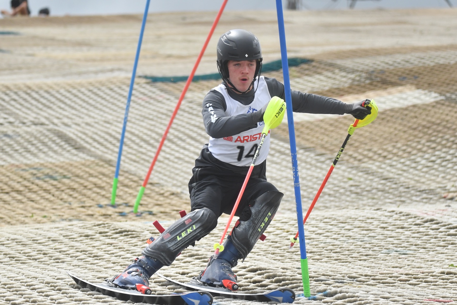Slalom racer at a regional dry-slope event